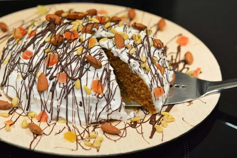 A slice of Vegan prinjolata ed during carnival